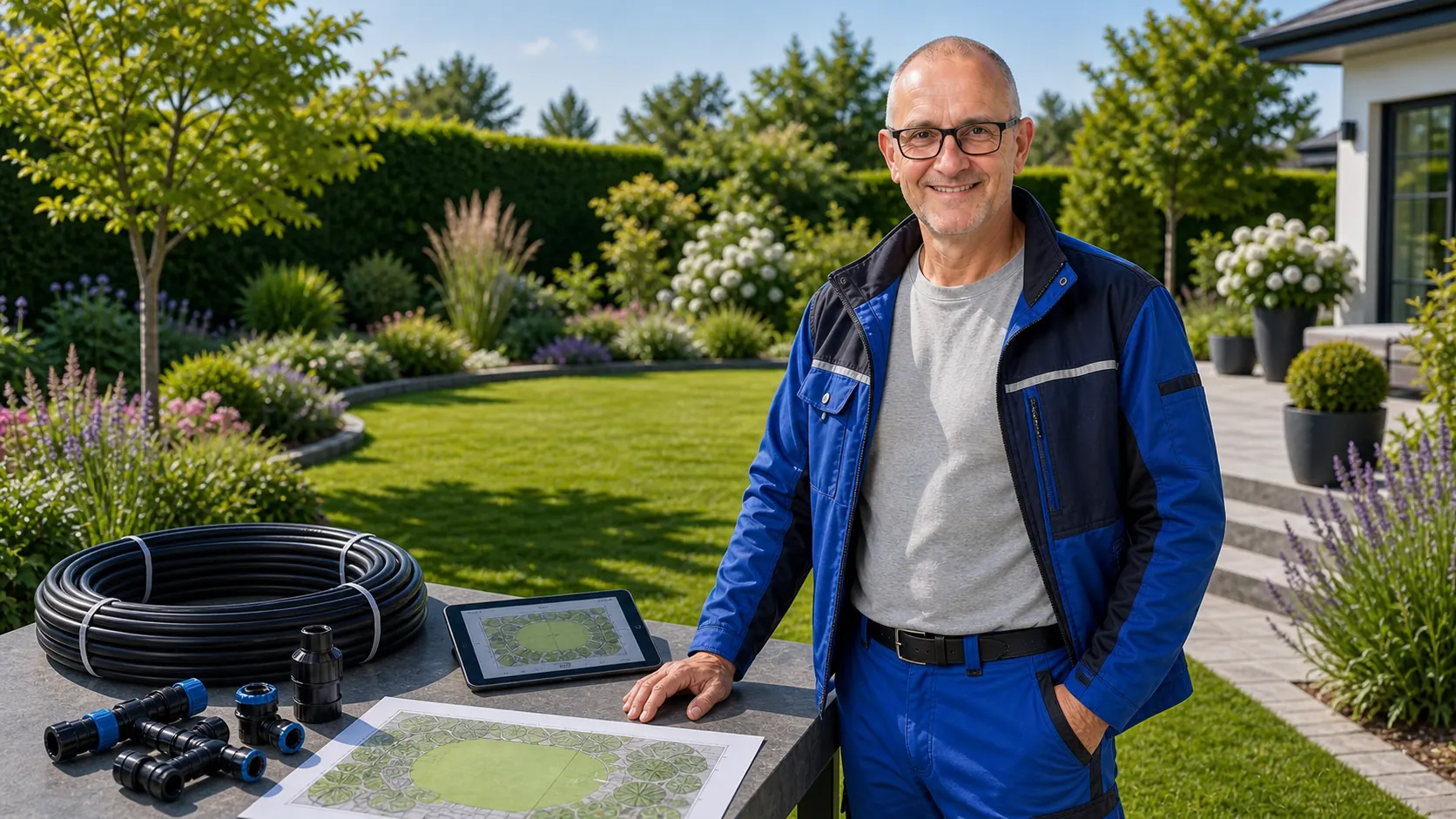 Michael Bettermann von DWB Wassertechnik bei der Bewässerungsplanung